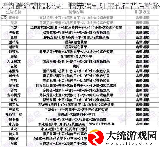 方舟端游驯服秘诀