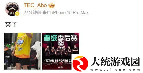 晋级季后赛！TEC选手发文