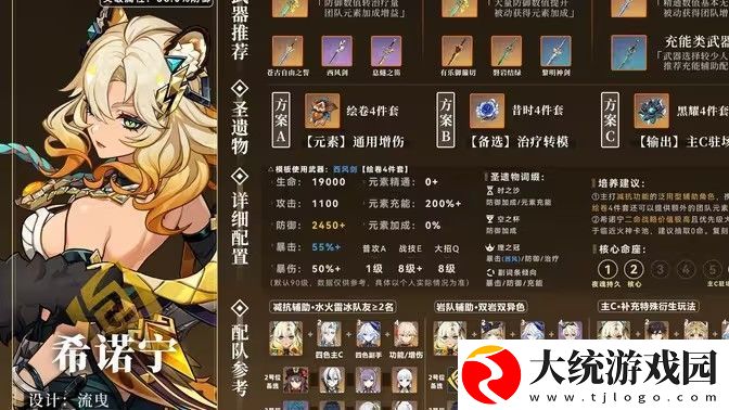 原神希诺宁圣遗物怎么搭配